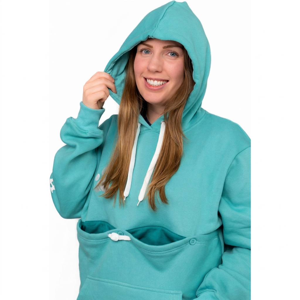 Teal hoodie with matching lining